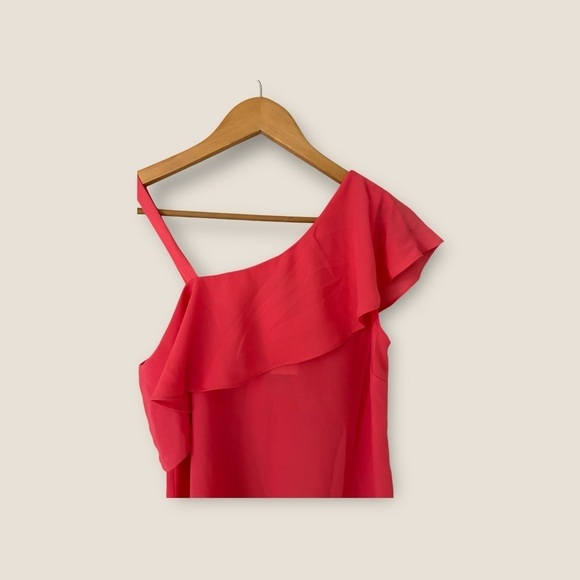 Suzy Shier Pink one Shoulder Ruffle Top - Picture 2 of 10